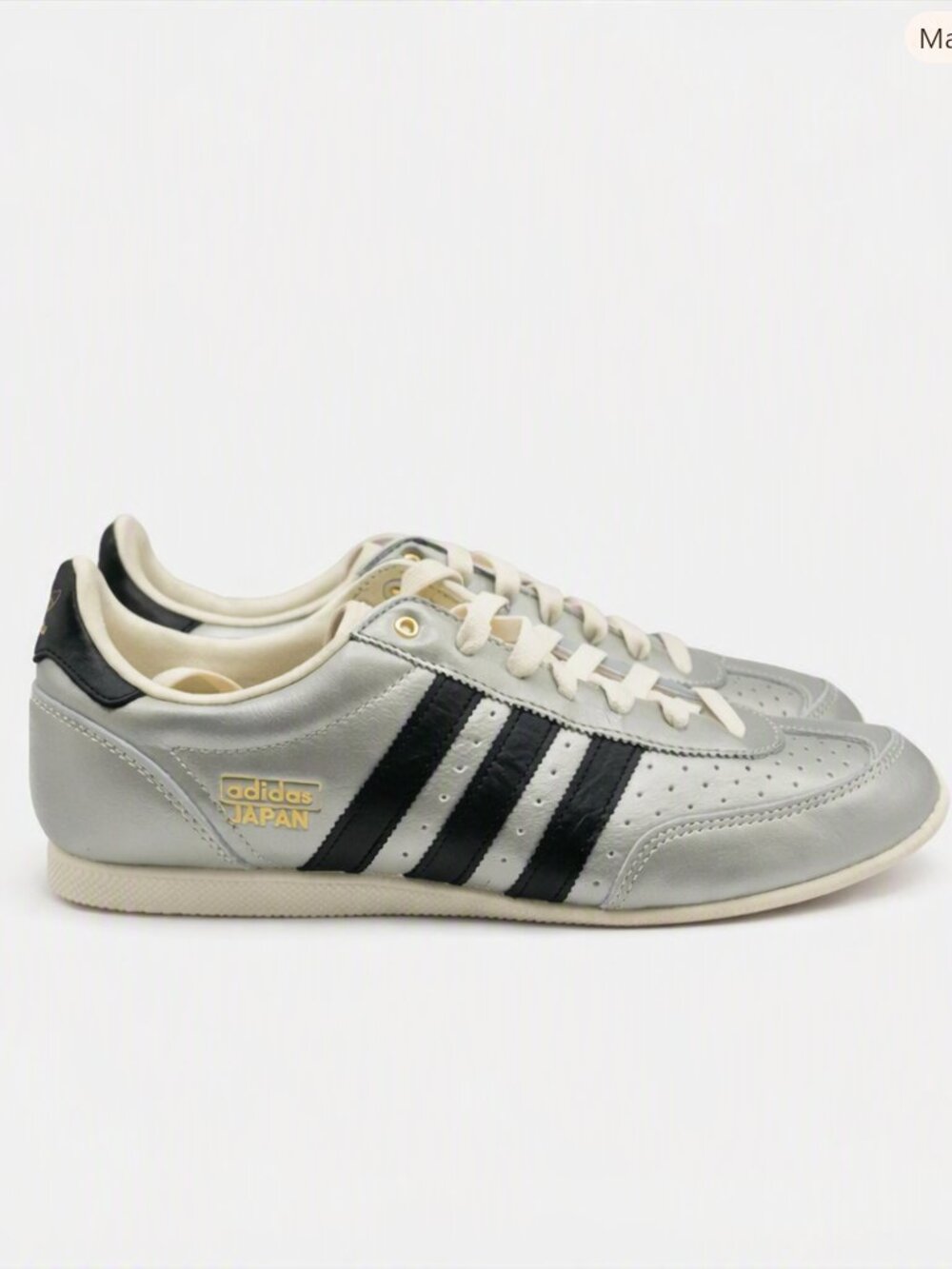 Japan Women’s Low Top Lace‑Up Leather Sneakers – Silver / Black (JS4015) size 8